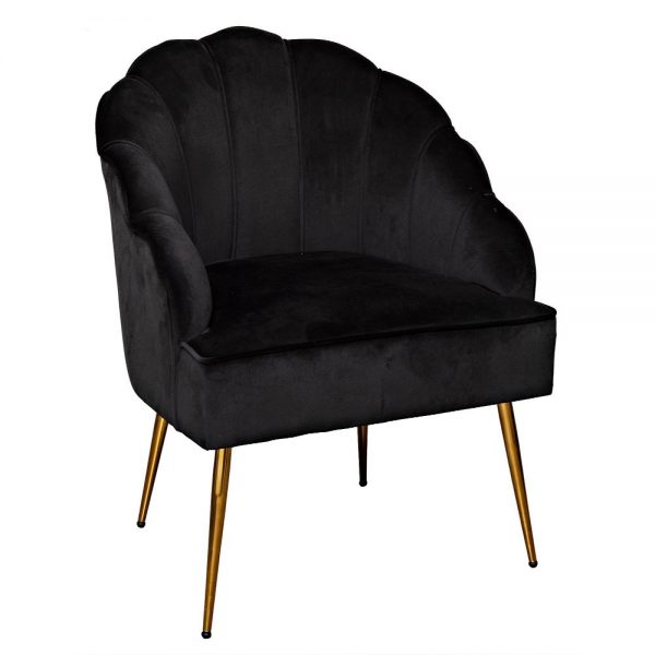 Black Velvet Clam Chair