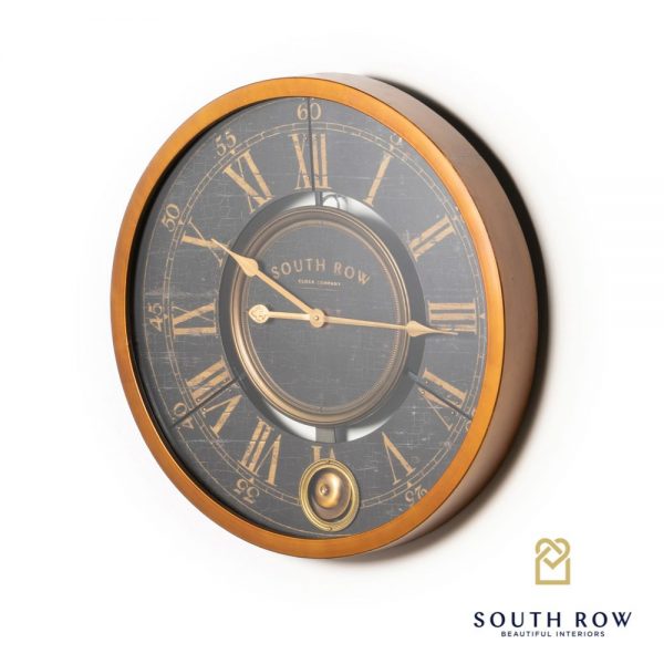 South Row Wall Clock With Gold Frame