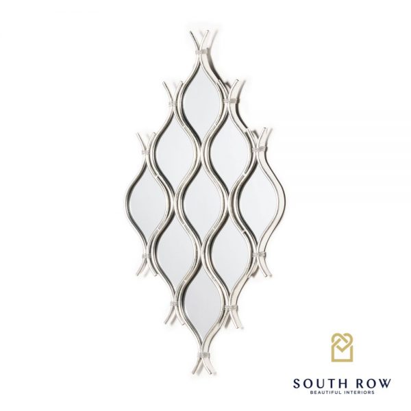 Silver 9 Mirror Cluster Interlocking Wave Design