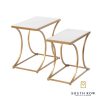 Bella Set of 2 Marble Top Gold Accent Tables