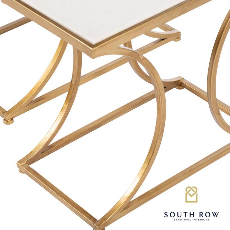 Bella Set of 2 Marble Top Gold Accent Tables Allens