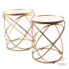 Spirals Set of Gold Side Tables with Mirrored Top