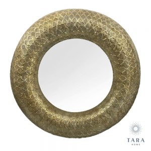 Casablanca Metal Round Wall Mirror Antique Gold