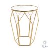 Geometric Accent Gold Table with Mirrored Top