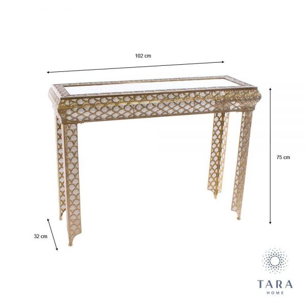 Casablanca Gold Metal Console Table