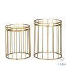 Cage Set of Two Round Gold Side Tables