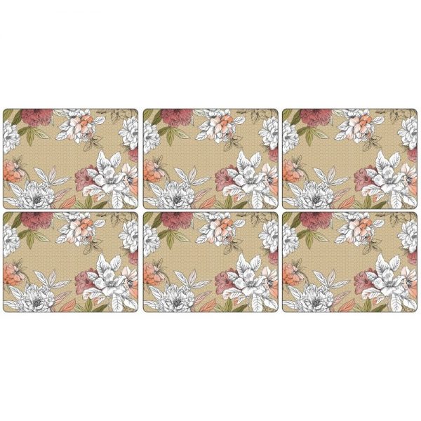 Pimpernel Floral Sketch Six Placemats