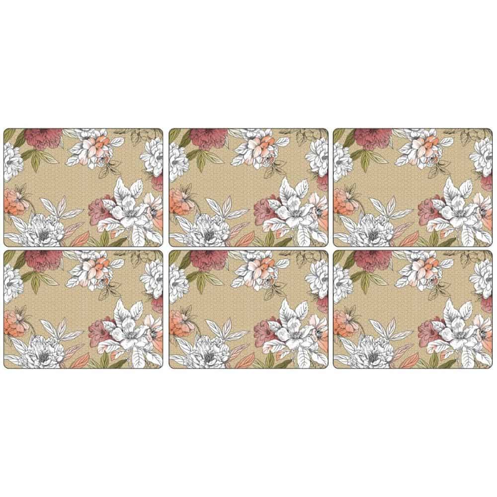 Pimpernel Floral Sketch Six Placemats