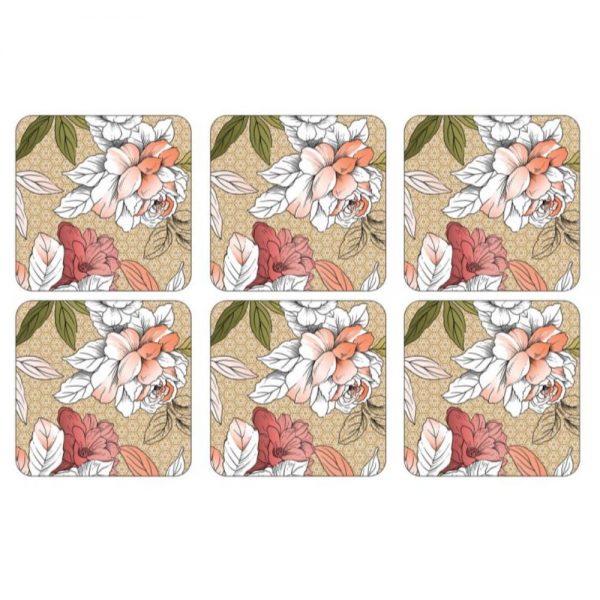Pimpernel Floral Sketch Six Coasters
