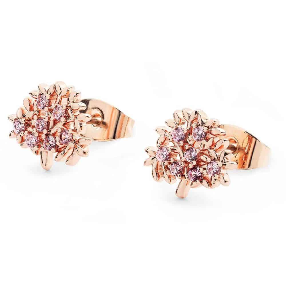 Rose Gold Tree Of Life Earrings With CZs