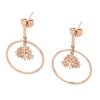 Rose Gold Circle Earrings Suspended Tree Of Life