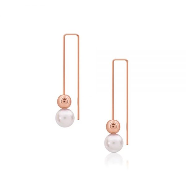 Romi Rose Gold Pearl and Bead Earrings