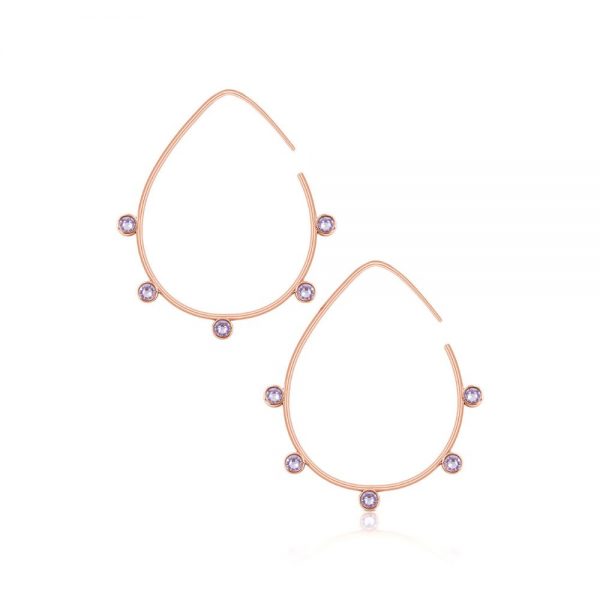 Romi Rose Gold Purple Stone Earrings