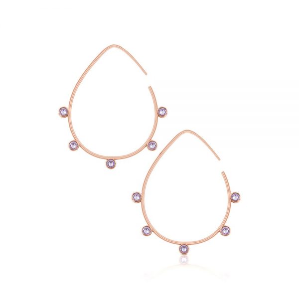 Romi Rose Gold Purple Stone Earrings