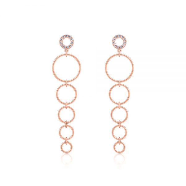 Romi Rose Gold Circle Drop Earrings