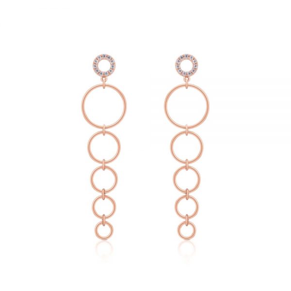 Romi Rose Gold Circle Drop Earrings