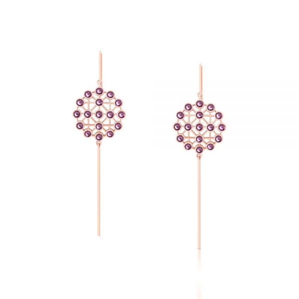 Romi Rose Gold Net Purple Earrings