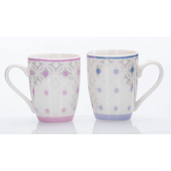 Newgrange Pearl Bone China Mug Pair Pink and Blue