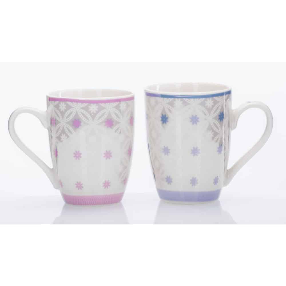 Newgrange Pearl Bone China Mug Pair Pink and Blue