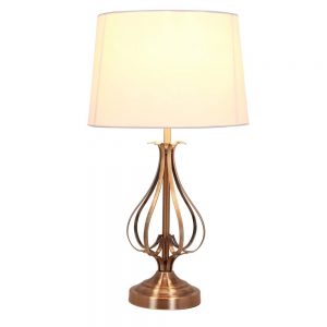 Piper Antique Brass Table Lamp & Shade Height 50cm