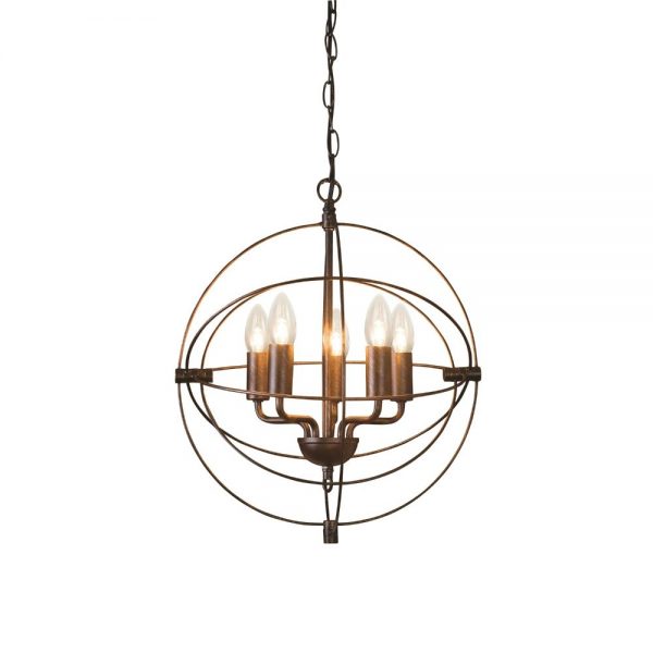 Ophelia Distressed 5 Light Globe Ceiling Pendant