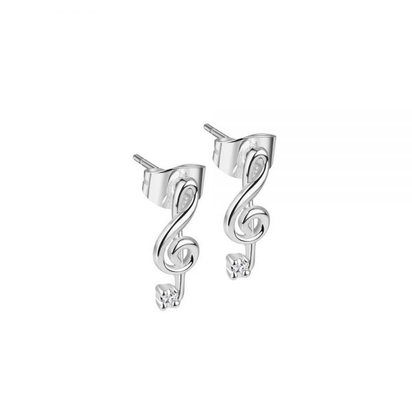Treble Clef Earrings with Clear Stones