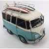 VW Blue Vintage Camper with Two Surf Boards