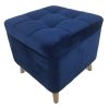 Square Navy Stool with Storage Compartment