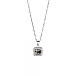 Square Pendant with Clear and Black Stone Settings