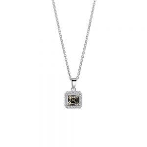 Square Pendant with Clear and Black Stone Settings