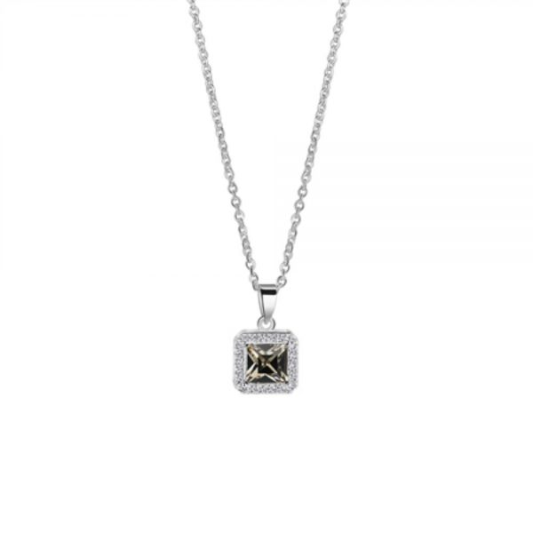 Square Pendant with Clear and Black Stone Settings