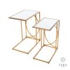 Set 2 Franklin Sofa Tables Gold with Mirrored Top