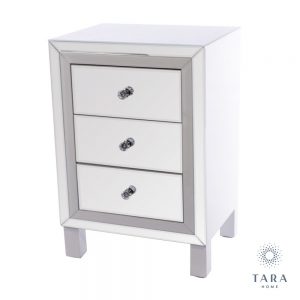 Freya 3 Drawer White Mirrored Locker