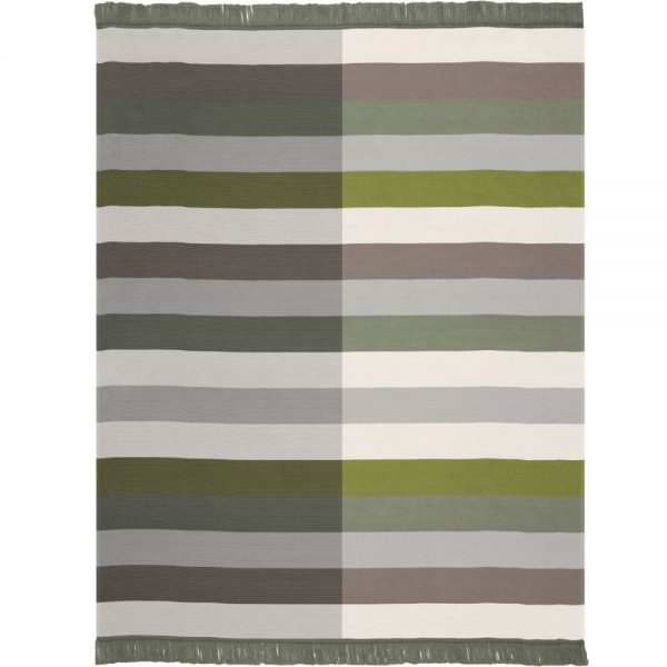 Biederlack Block Stripe Green Blanket 150x200