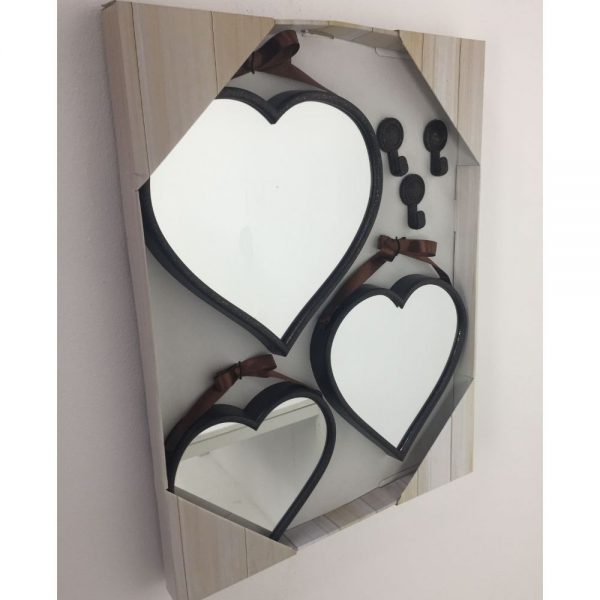 Set of 3 Bronze Colour Heart Mirrors Assorted Size