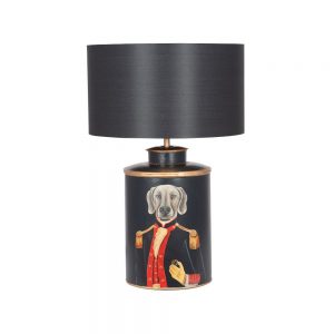 Black Hand Painted Dog Metal Table Lamp