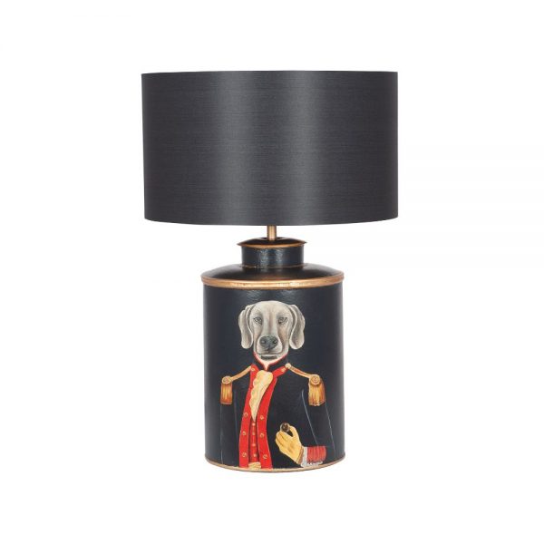 Black Hand Painted Dog Metal Table Lamp