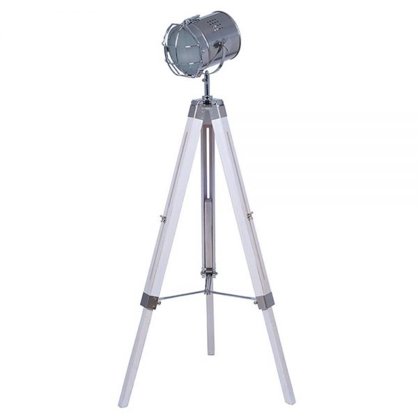 Capstan White and Silver Metal Tripod Floor Lamp