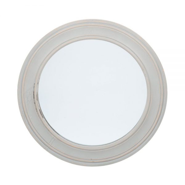 Washed Grey Wood Round Wall Mirror Small