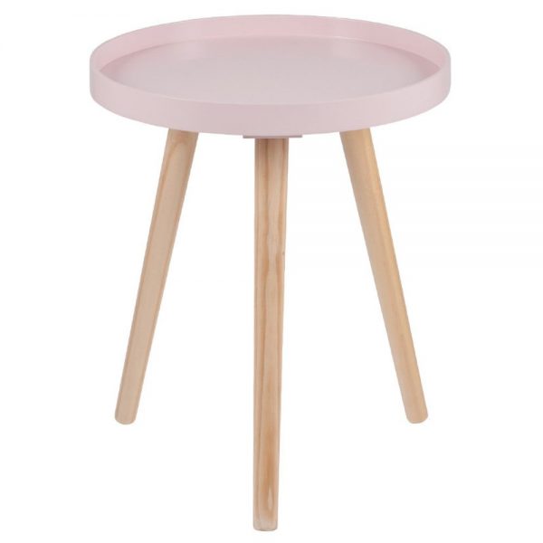 Pink MDF & Natural Pine Wood Round Table