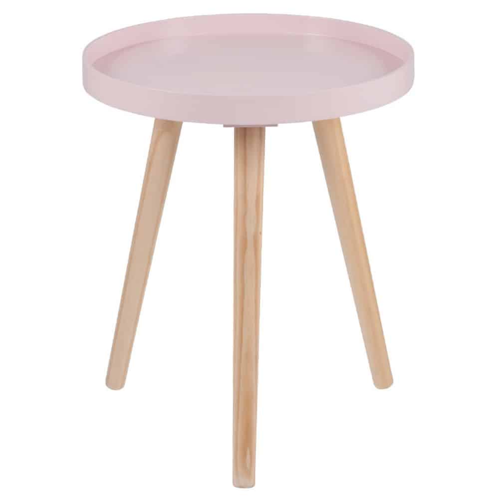 Pink MDF & Natural Pine Wood Round Table