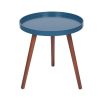 Sapphire Blue MDF and Brown Pine Wood Rd Table
