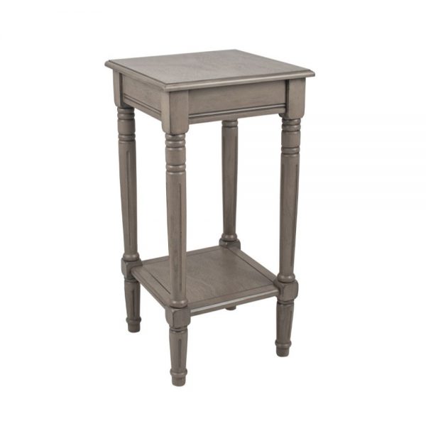 Heritage Taupe Pine Wood Square Accent Table