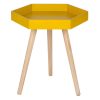 Mustard MDF & Natural Pine Wood Hexagon Table