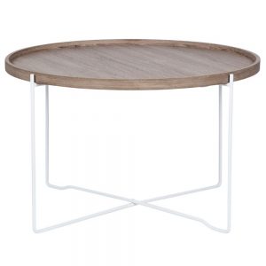 Bergen Natural Wood & Iron Round Coffee Table