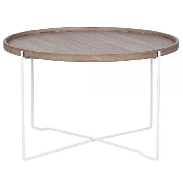 Bergen Natural Wood & Iron Round Coffee Table