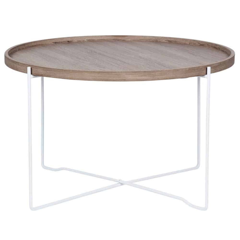 Bergen Natural Wood & Iron Round Coffee Table