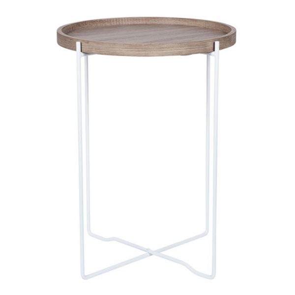 Bergen Natural Wood & Iron Round Side Table