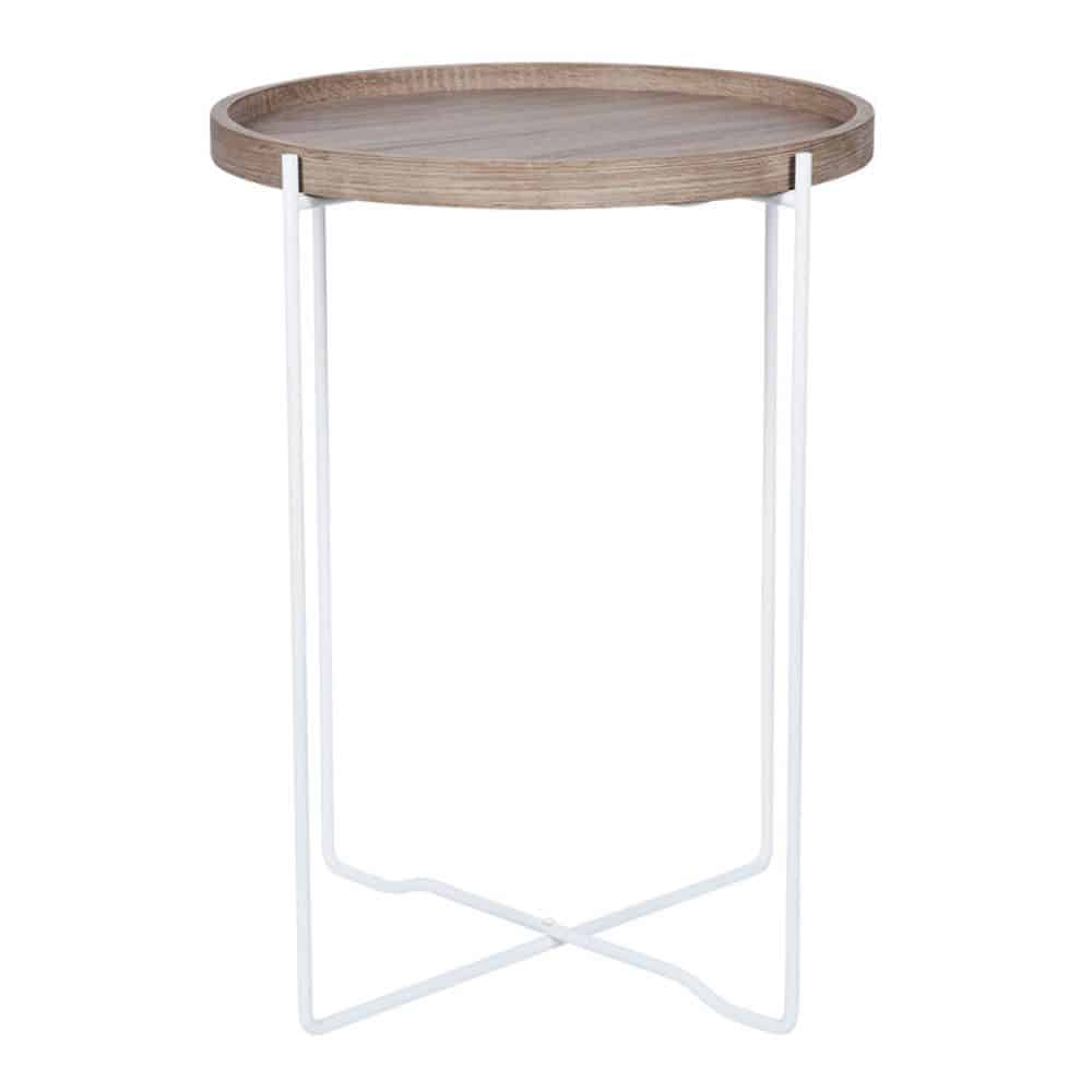Bergen Natural Wood & Iron Round Side Table