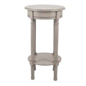 Heritage Taupe Pine Wood Round Accent Table